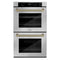 ZLINE Autograph 30-Inch True Convection Double Wall Oven in Stainless Steel & Bronze Helix Handles (WADZ-30-KCB)