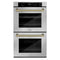ZLINE Autograph 30-Inch True Convection Double Wall Oven in Stainless Steel & Gold Helix Handles (WADZ-30-KG)