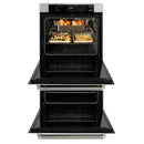 ZLINE Autograph 30-Inch True Convection Double Wall Oven in Stainless Steel & Nickel Helix Handles (WADZ-30-KPN)