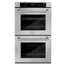 ZLINE Autograph 30-Inch True Convection Double Wall Oven in Stainless Steel & Nickel Helix Handles (WADZ-30-KPN)