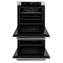 ZLINE Autograph 30-Inch True Convection Double Wall Oven in Stainless Steel & Nickel Helix Handles (WADZ-30-KPN)