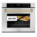 ZLINE Autograph Edition 30-Inch Professional True Convection Single Wall Oven with Air Fry and Self Clean in Stainless Steel with Champagne Bronze Handle (WASZ-30-CB)