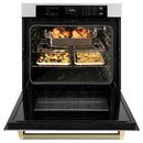 ZLINE Autograph 30-Inch True Convection Single Wall Oven in Stainless Steel & Bronze Helix Handle (WASZ-30-KCB)