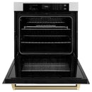 ZLINE Autograph 30-Inch True Convection Single Wall Oven in Stainless Steel & Bronze Helix Handle (WASZ-30-KCB)