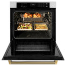 ZLINE Autograph 30-Inch True Convection Single Wall Oven in Stainless Steel & Gold Helix Handle (WASZ-30-KG)