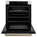 ZLINE Autograph 30-Inch True Convection Single Wall Oven in Stainless Steel & Gold Helix Handle (WASZ-30-KG)