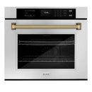ZLINE Autograph 30-Inch True Convection Single Wall Oven in Stainless Steel & Gold Helix Handle (WASZ-30-KG)
