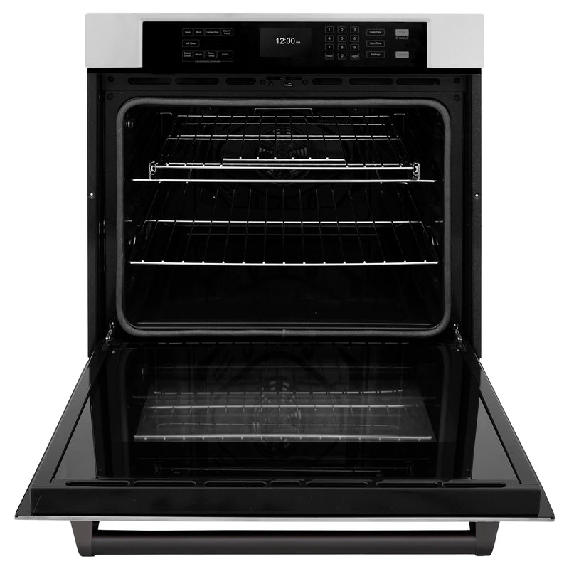 ZLINE Autograph Edition 30-Inch Professional True Convection Single Wall Oven with Air Fry and Self Clean in Stainless Steel with Matte Black Handle (WASZ-30-MB)