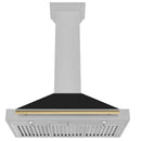 ZLINE Autograph Edition 36-Inch Fingerprint Resistant Satin Stainless Steel Range Hood with Black Matte Shell and Champagne Bronze Handle (KB4SNZ-BLM36-CB)