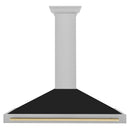 ZLINE Autograph Edition 48-Inch Fingerprint Resistant DuraSnow Stainless Steel Range Hood with Black Matte Shell and Gold Handle (KB4SNZ-BLM48-G)
