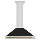 ZLINE Autograph Edition 36-Inch Wall Mount Range Hood in Stainless Steel with Black Matte Shell and Polished Gold Handle (KB4STZ-BLM36-G)