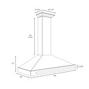 ZLINE Autograph Edition 48-Inch Fingerprint Resistant DuraSnow Stainless Steel Range Hood with Black Matte Shell and Champagne Bronze Handle (KB4SNZ-BLM48-CB)