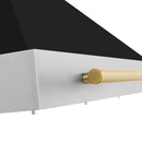ZLINE Autograph Edition 48-Inch Wall Mount Range Hood in Stainless Steel with Black Matte Shell and Polished Gold Handle (KB4STZ-BLM48-G)