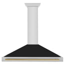 ZLINE Autograph Edition 48-Inch Wall Mount Range Hood in Stainless Steel with Black Matte Shell and Polished Gold Handle (KB4STZ-BLM48-G)