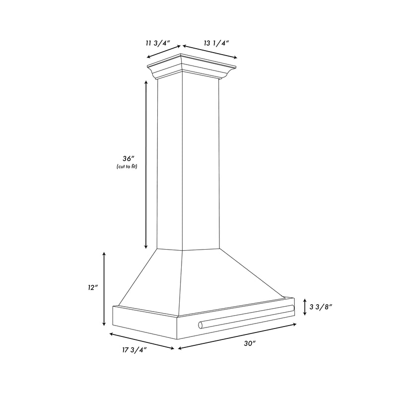 ZLINE 30-Inch 400 CFM Convertible Black Stainless Steel Wall Mount Range Hood With Champagne Bronze Handle (BSKB4Z-30-CB)