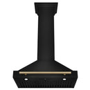 ZLINE 4-Piece Appliance Package - 30-Inch Legacy Dual Fuel Range, Wall Mount Range Hood, 36-Inch French Door Refrigerator, Dishwasher, in Black Stainless Steel with Champagne Bronze Accents