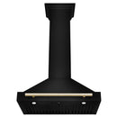 ZLINE 30-Inch 400 CFM Convertible Black Stainless Steel Wall Mount Range Hood with Polished Gold Handle (BSKB4Z-30-G)