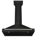 ZLINE 5-Piece Appliance Package - 36-Inch Autograph Edition Gas Range, Wall Mount Range Hood, 36-Inch French Door Refrigerator with Water Dispenser, Dishwasher, and 30-Inch Microwave Drawer in Black Stainless Steel with Champagne Bronze Accents