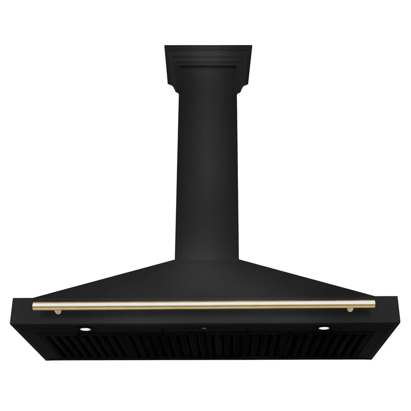 ZLINE 48-Inch Autograph Edition Black Stainless Steel Wall Mount Range Hood with Gold Handle (BSKB4Z-48-G)