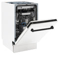 ZLINE Autograph Edition 18-Inch Compact 3rd Rack Top Control Dishwasher in White Matte with Matte Black Handle, 51dBa (DWVZ-WM-18-MB)