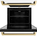 ZLINE Autograph Edition 30-Inch Professional True Convection Double Wall Oven with Air Fry and Self Clean in Stainless Steel with White Matte Doors and Champagne Bronze Handles (WADZ-WM-30-CB)