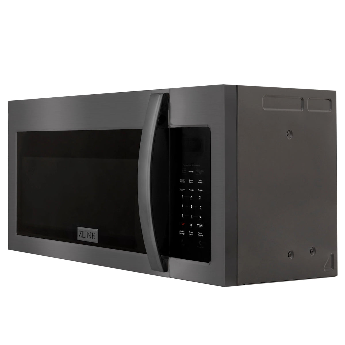 ZLINE over-the-range microwave rear view with mounting plates in black stainless