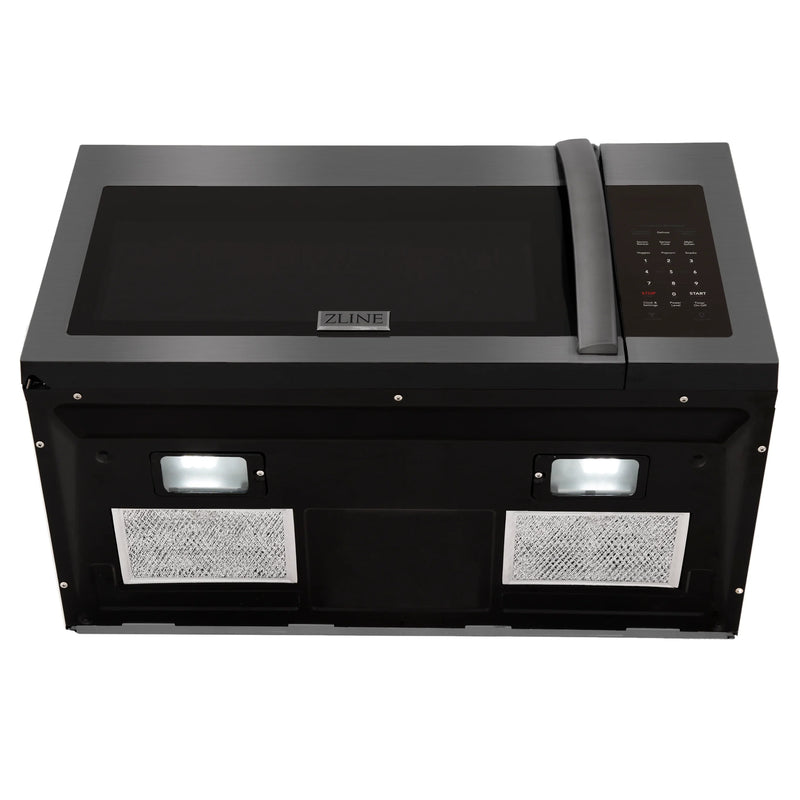 ZLINE 2-Piece Appliance Package - 30-Inch Rangetop and Over-the-Range Microwave with Modern Handle in Black Stainless Steel (2KP-RTBOTR30)