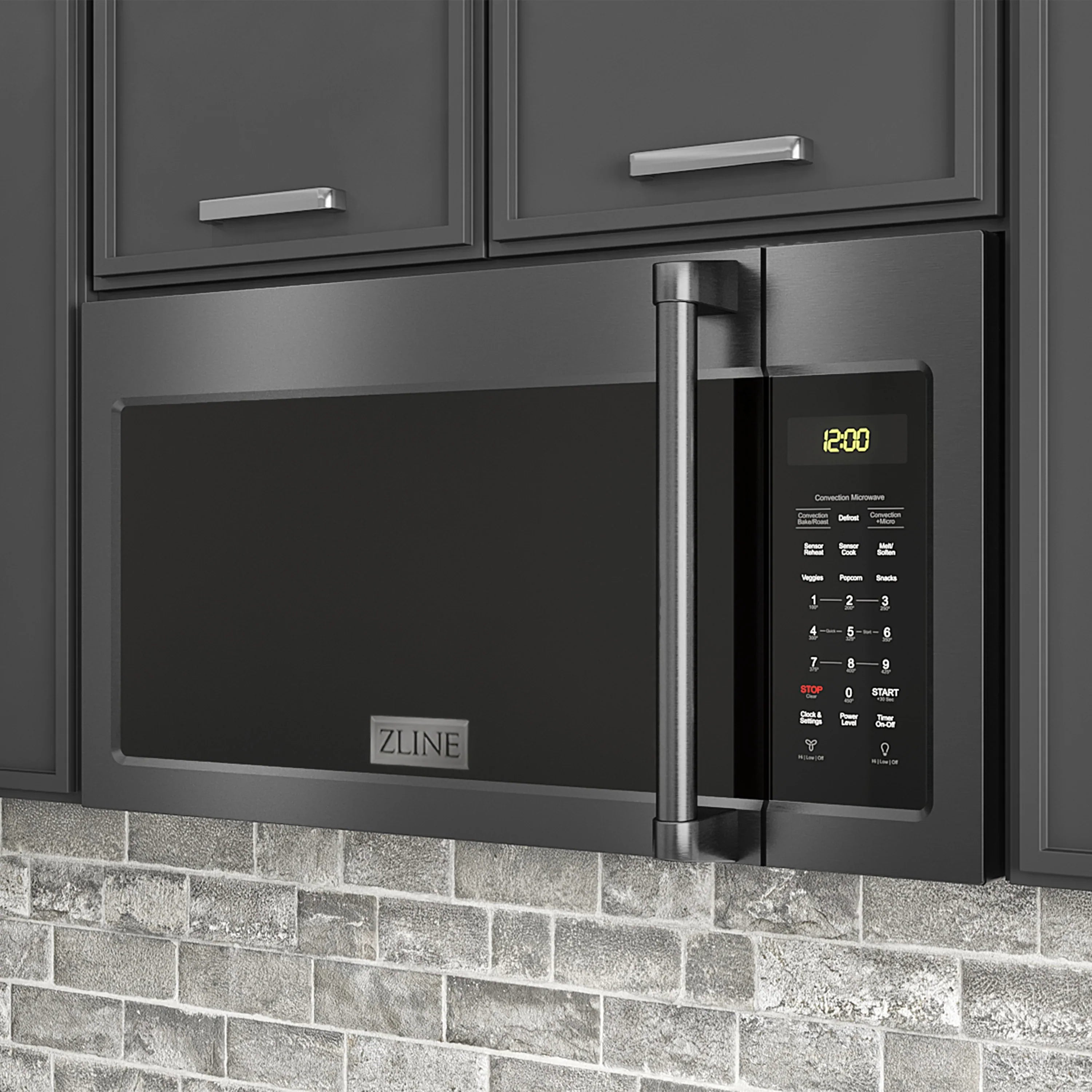 ZLINE over-the-range microwave control panel and handle, black stainless with digital display