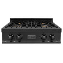 ZLINE 2-Piece Appliance Package - 30-Inch Rangetop and Over-the-Range Microwave with Traditional Handle in Black Stainless Steel (2KP-RTBOTRH30)
