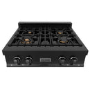 ZLINE 3-Piece Appliance Package - 30-Inch Rangetop, Over-the-Range Microwave Oven, and  Double Wall Oven in Black Stainless Steel (3KP-RTBOTRH30-AWD)