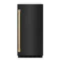 ZLINE Autograph Edition 15-Inch Touchstone Clear Cube Ice Maker with Drain Pump in Black Stainless Steel and Gold Handle (ICCDZ-BS-15-G)