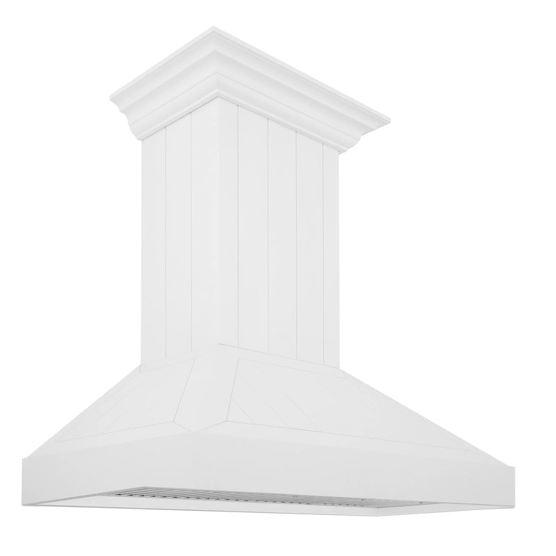 ZLINE 36-Inch Wooden Wall Mount Range Hood with 400 CFM Motor in Shiplap Bright White Finish (KPWW-36)