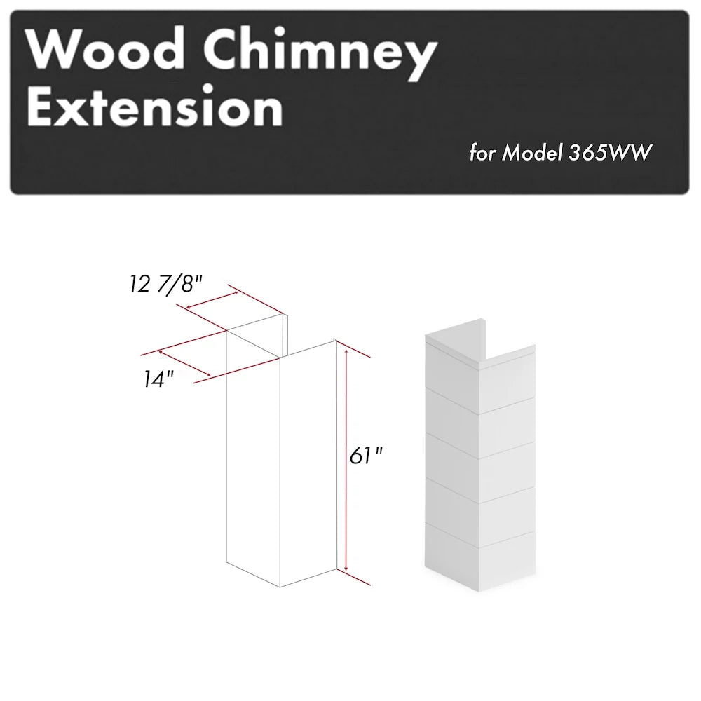 Bright white wooden chimney extension, 61 in tall, shiplap panel design