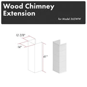 ZLINE 61-Inch Rustic Shiplap Bright White Wooden Chimney Extension for 12 Ft. Ceiling (365WW-E)