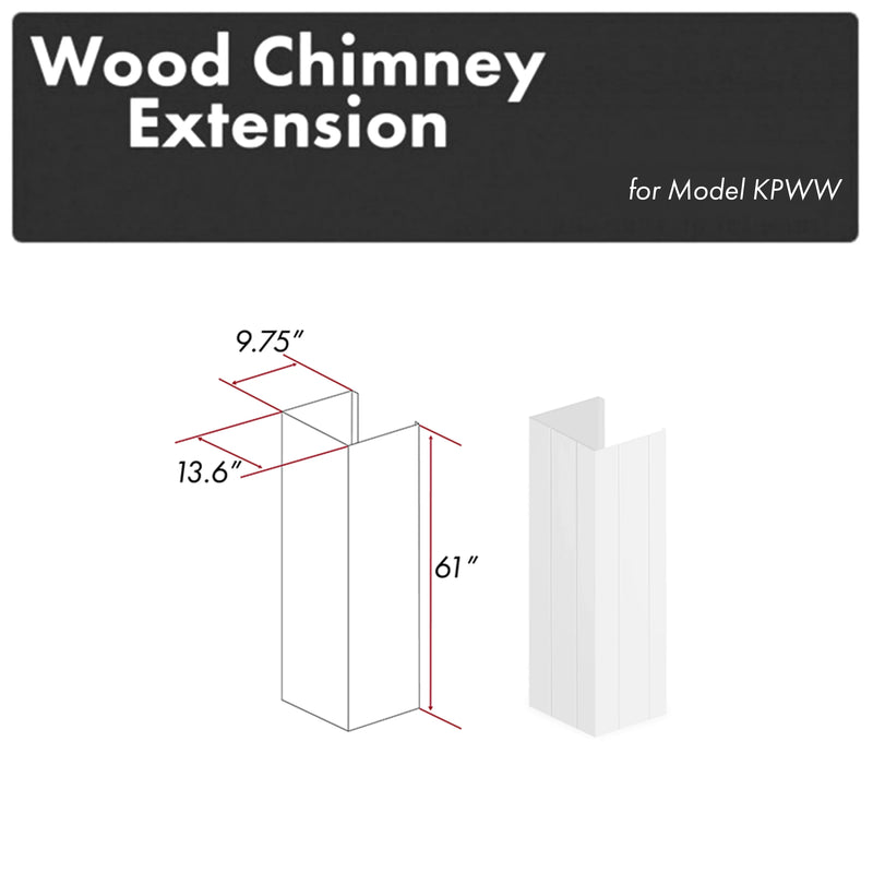 ZLINE 61-Inch Shiplap Bright White Wooden Chimney Extension for Ceilings up to 12 ft. (KPWW-E)