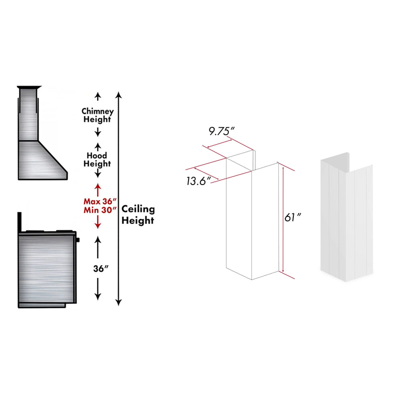 ZLINE 61-Inch Shiplap Bright White Wooden Chimney Extension for Ceilings up to 12 ft. (KPWW-E)