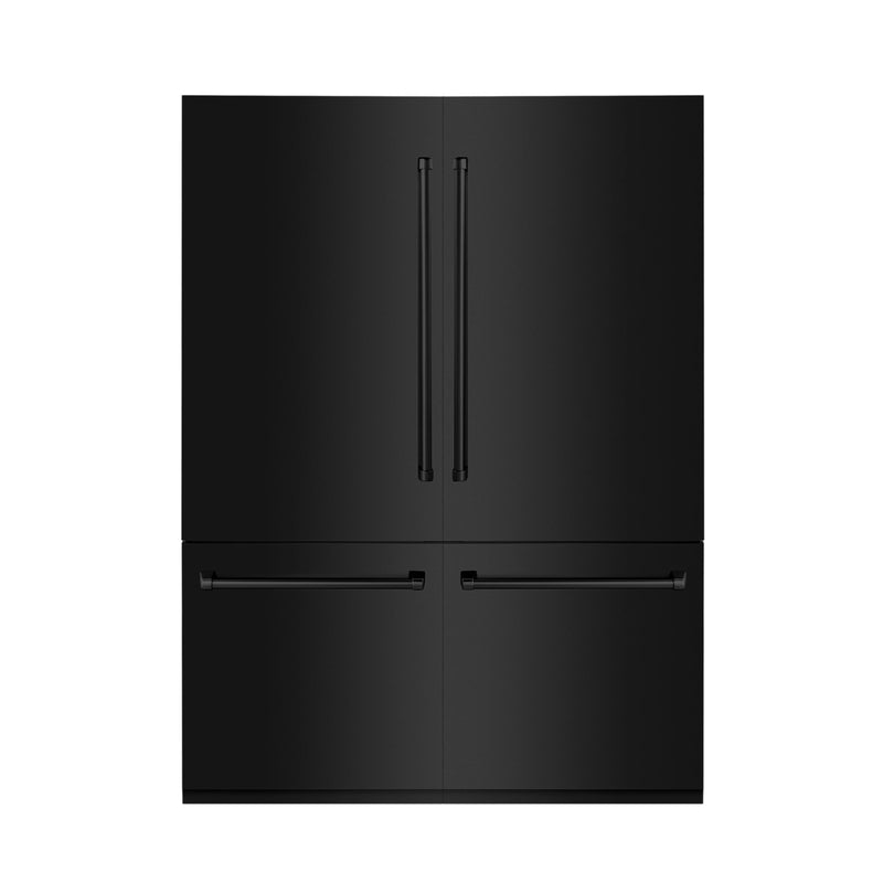 ZLINE 60-Inch 32.2 cu. ft. Built-In 4-Door French Door Refrigerator with Internal Water and Ice Dispenser in Black Stainless Steel (RBIV-BS-60)