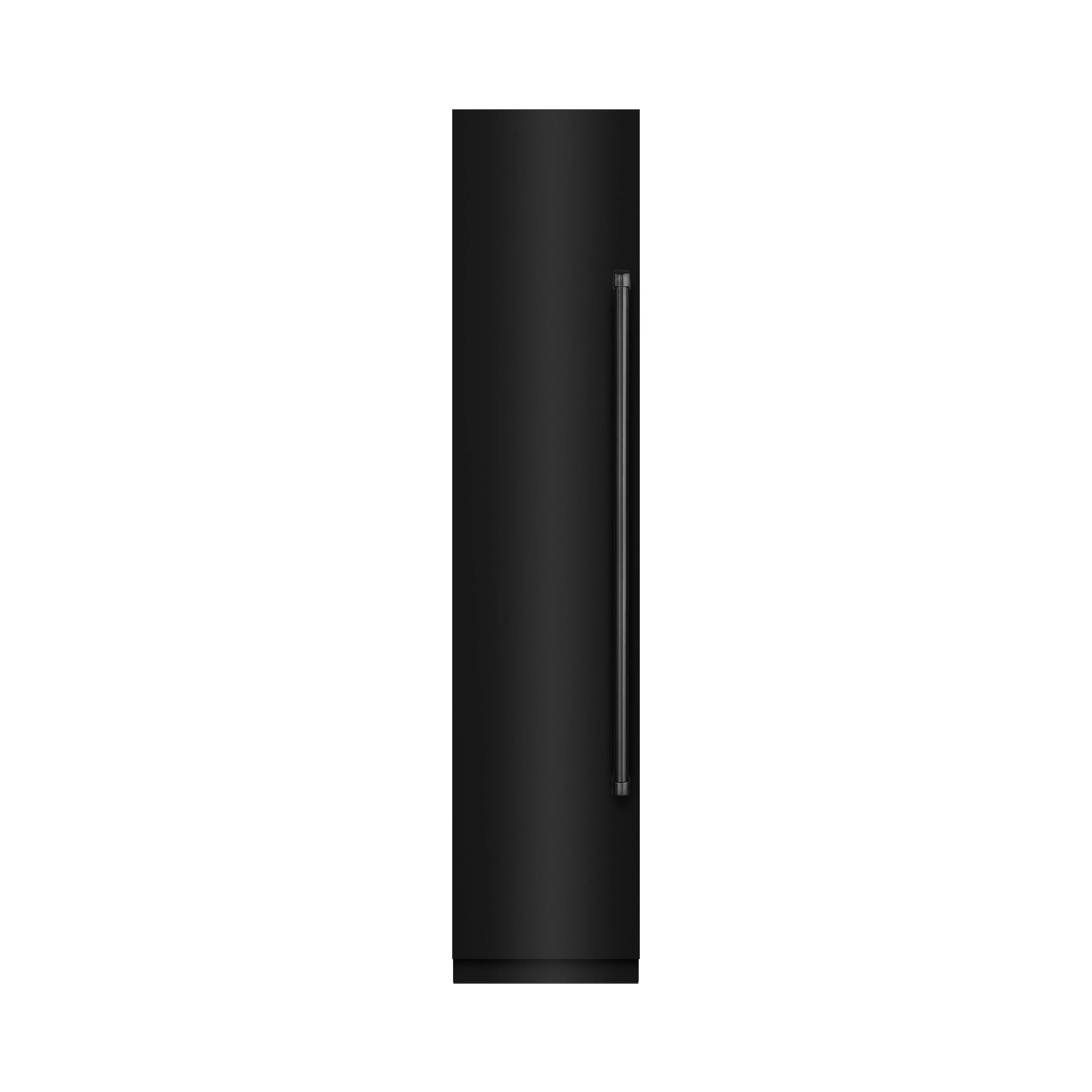 Black stainless steel column refrigerator side view with recessed handle