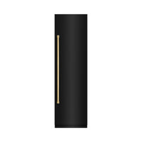 ZLINE Autograph Edition 24-Inch 12.5 Cu. Ft. Column Refrigerator in Black Stainless Steel with Graphite Gray Interior and Polished Gold Accents (RCRVZ-BS-24-G)
