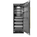 ZLINE Autograph Edition 30-Inch 16.7 Cu. Ft. Column Refrigerator in Black Stainless Steel with Graphite Gray Interior and Champagne Bronze Accents (RCRVZ-BS-30-CB)