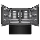 ZLINE 72-Inch 39.6 cu. ft. French Door Built-In Bottom Freezer Refrigerator with Water Dispensers and Ice Makers in Black Stainless Steel with Graphite Gray Interior (GRBIT-BS-72)