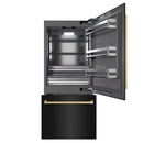 ZLINE Autograph Edition 36-Inch 19.8 cu. ft. Built-In Bottom Freezer Refrigerator with Water Dispenser and Ice Maker in Black Stainless Steel with Graphite Gray Interior and Champagne Bronze Accents (GRBITZ-BS-36-CB)