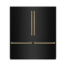ZLINE Autograph Edition 72-Inch 39.6 cu. ft. French Door Built-In Bottom Freezer Refrigerator with Water Dispensers and Ice Makers in Black Stainless Steel with Graphite Gray Interior and Champagne Bronze Accents (GRBITZ-BS-72-CB)