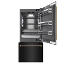 ZLINE Autograph 36-Inch Black Stainless Steel Built-In Refrigerator w/ Gray Interior & Gold Helix Handles (GRBITZ-BS36-KG)