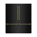 ZLINE Autograph 72-Inch Black Stainless Steel Built-In Refrigerator w/ Gray Interior & Bronze Helix Handles (GRBITZ-BS72-KCB)
