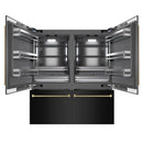 ZLINE Autograph 72-Inch Black Stainless Steel Built-In Refrigerator w/ Gray Interior & Bronze Helix Handles (GRBITZ-BS72-KCB)