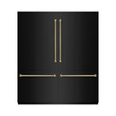 ZLINE Autograph 72-Inch Black Stainless Steel Built-In Refrigerator w/ Gray Interior & Gold Helix Handles (GRBITZ-BS72-KG)