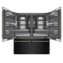 ZLINE Autograph 72-Inch Black Stainless Steel Built-In Refrigerator w/ Gray Interior & Gold Helix Handles (GRBITZ-BS72-KG)