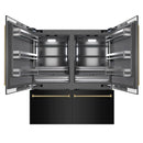 ZLINE Autograph 72-Inch Black Stainless Steel Built-In Refrigerator w/ Gray Interior & Gold Helix Handles (GRBITZ-BS72-KG)