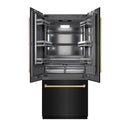 ZLINE Autograph Edition 36-Inch 19.6 Cu. Ft. French Door Built-In Bottom Freezer Refrigerator with Water Dispenser and Ice Maker in Black Stainless Steel with Graphite Gray Interior and Champagne Bronze Accents (GRBIVZ-BS-36-CB)